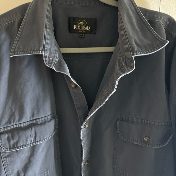REDHEAD MENS SIZE 2XL BLUE/GREY COLOR  100% COTTON SHIRT GOOD WEIGHT WORK SHIRT - Picture 4 of 7
